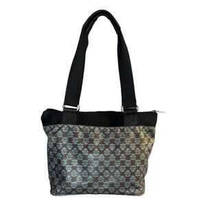 MICHELLE & YVETTE Oilcloth Tote Bag Water Resistant Damask Dual Handle Pockets